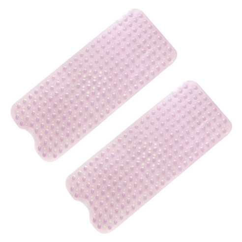 블럭마트 심플 욕실 미끄럼방지 매트 100 x 40 cm, 투명핑크, 2개