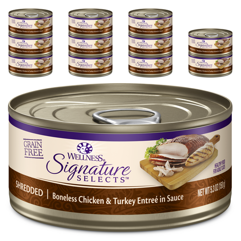 웰니스 생후 2개월 이상 고양이 시그니쳐 셀렉트 슈레드 습식사료, 닭+칠면조, 150g, 12개