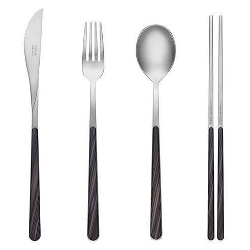 네바 커트러리 마블 풀세트, 스푼 + 젓가락 + 포크 + 나이프, 블랙