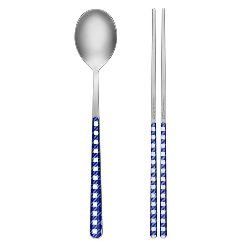 네바 커트러리 체크 한식 수저세트, 블루, 숟가락 + 젓가락, 1세트