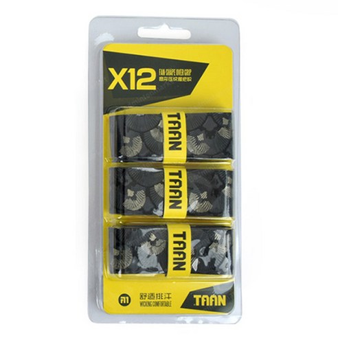 탄 배드민턴그립 고급엠보싱 X-12 3p, 블랙, 1개