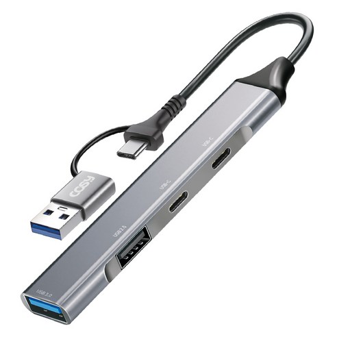 코시 4포트 듀얼 커넥터 슬림 메탈 USB 3.0 멀티허브 UH4126CA-YJ2407, 그레이 usb허브