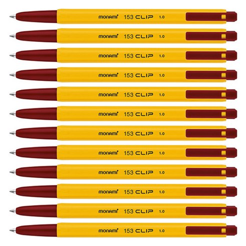 모나미 153 클립 볼펜 1.0mm, 적색, 12개