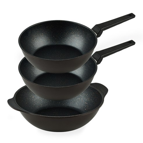 퀸센스 디너 후라이팬 3종 세트, 브라운, 궁중팬 24cm x 2p + 파티웍 28cm, 1세트