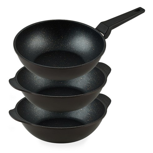 퀸센스 디너 후라이팬 3종 세트, 브라운, 궁중팬 28cm + 파티웍 28cm x2p, 1세트