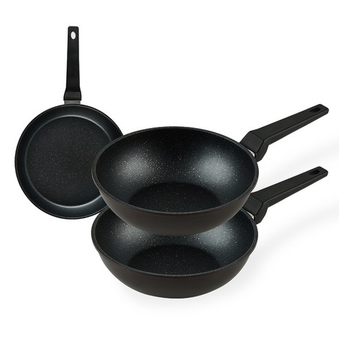 퀸센스 디너 후라이팬 3종 세트, 브라운, 후라이팬 24cm + 궁중팬 24cm + 궁중팬 28cm, 1세트