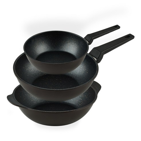 퀸센스 디너 후라이팬 세트 3개, 브라운, 궁중팬 24cm + 궁중팬 28cm + 파티웍 28cm, 1세트