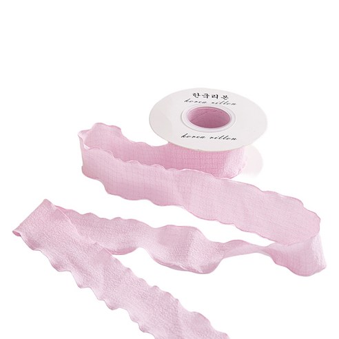 길그리 주름 선물 포장 리본끈 4cm, 11 라이트 핑크, 1개, 9m
