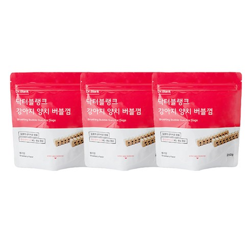 닥터블랭크 강아지 맛있는 치아관리 양치버블 덴탈껌 딸기향, 딸기, 250g, 3개