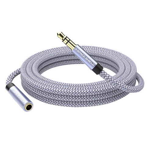 스페이스쉴드 3.5mm 3극 AUX 스테레오 이어폰 오디오 연장 케이블, 그레이, 1개, 1m