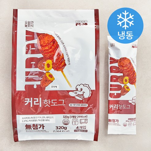 오늘의간식 커리 핫도그 (냉동), 80g, 4개입, 1개