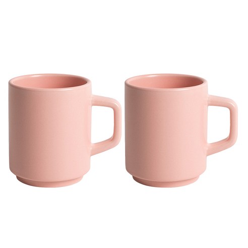 벤자민 무광 파스텔 컬러 레고 스택 머그 330ml, 베이비핑크, 2개