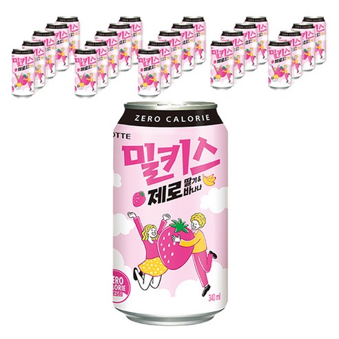 밀키스 제로 딸기바나나, 340ml, 24개