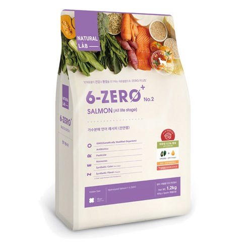 네츄럴랩 전연령 6 ZERO PLUS CAT 2 건식사료, 1개, 연어, 1.2kg
