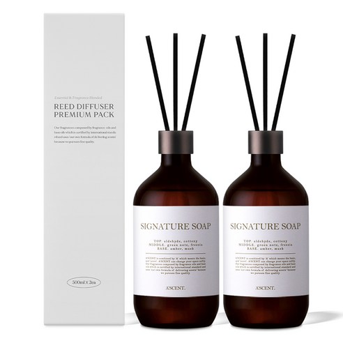 에이센트 네이처 디퓨저, 시그니처솝, 500ml, 2개