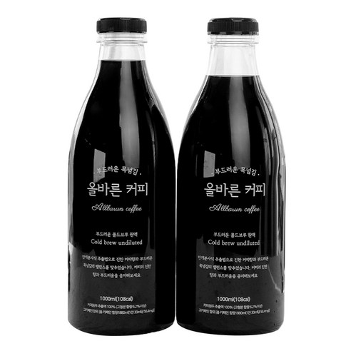 올바른커피 콜드브루 원액 대용량 더치커피, 1L, 1개입, 2개