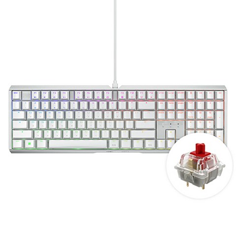 CHERRY 키보드 MX 3.1 RGB MX2A 축 게이밍 기계식 키보드, 화이트, G80-3890HJAKR-0, 적축