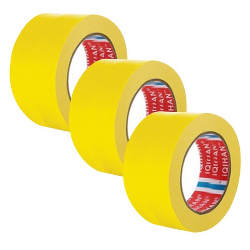 iQIHAN 칼라 마스킹 종이테이프 50mm x 15m, 옐로우, 3개