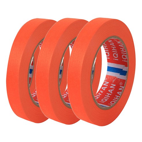 iQIHAN 칼라 마스킹 종이테이프 15mm x 15m, 오렌지, 3개