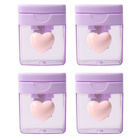 블랙트리 하트뿅뿅 휴대용 연필깎이, 바이올렛, 4개