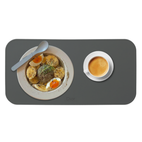 디아르 플래티넘 실리콘 방수 브런치 식탁매트, 차콜그레이, 39 x 19.5 cm, 1개