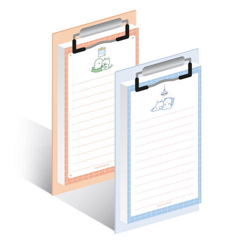 위드나 스노우독&캣 클립 메모보드 2종 세트 82-0041, 블루, 오렌지, 1세트