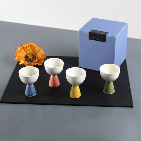 달소금 도자기 손잡이 장구술잔 50ml x 4종 실속세트, 마카롱, 1세트