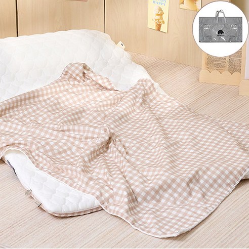 베베누보 DIY 모달 + 듀라론 낮잠이불 모달블랭킷 솜패드 속베개 부직포가방 풀세트, 카라멜체크