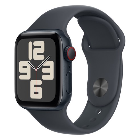 Apple 정품 2024 애플워치 SE 2세대 알루미늄 케이스, 40mm, Cellular, 실버 / 블루 클라우드 스포츠 루프, Loop