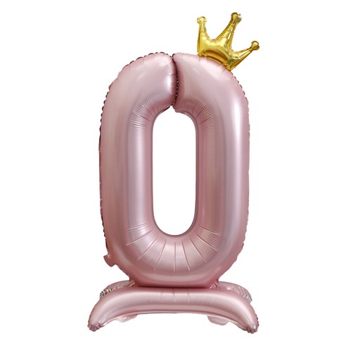 세컨드베스트 크라운 스탠딩 숫자 파티풍선 100cm, 핑크 숫자 0, 1개