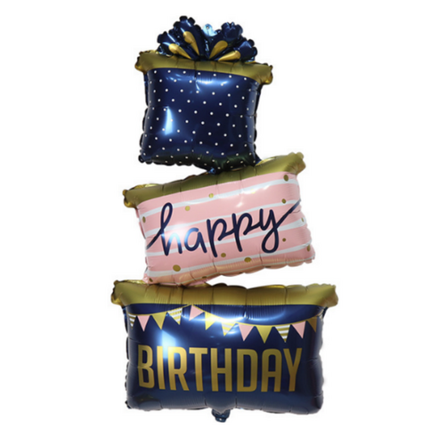 타이탄 생일 프리미엄 파티 케이크 프로포즈 이벤트 풍선, 3단 영문 생일 선물 세트, 1개