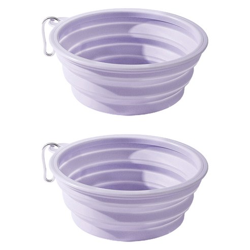 둥둥펫 반려동물 접이식 마카롱 식기 350ml, 퍼플, 2개