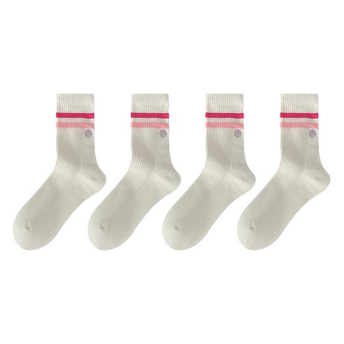 로브로코 스마일 골프 스포츠 중목 양말 4켤레 세트, 핑크, 1세트
