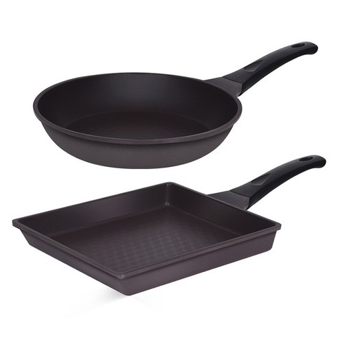 오퇴르 국내생산 시어터 주물 프라이팬 2종 세트, 다크브라운, 1세트, 팬 20cm + 계란말이팬 25cm