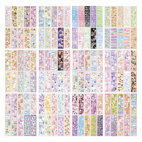 미미파티 귀여운 반짝이 하트 홀로그램 다꾸 스티커 60장 x 2p 세트, 믹스, 1개