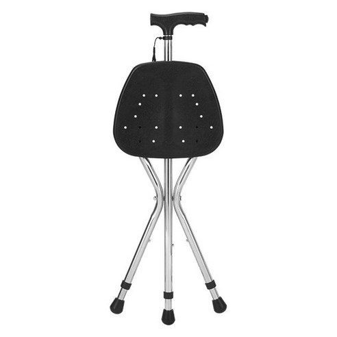 디페이브 솔리드 노인 LED 높이조절 지팡이 의자 블랙실버, 1개