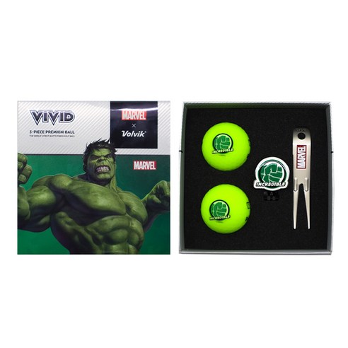 볼빅 마블 골프공 3피스 2p + 볼마커 + 잔디보수기 세트, 헐크, 2개입, 1세트
