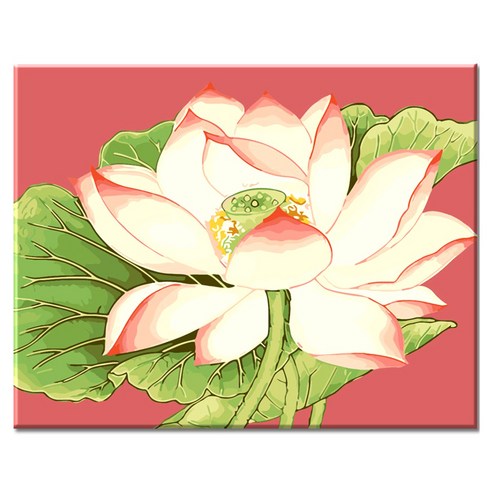 모모픽스페인팅 DIY 명화 그리기 40 x 50 cm, I68 분홍빛 연꽃 연못, 1개