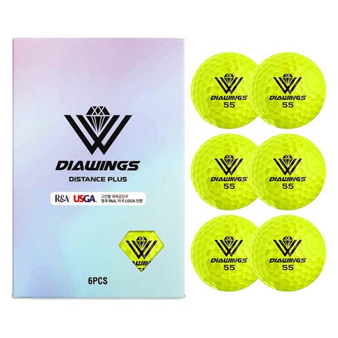 다이아윙스 고반발 비거리 전용 장타 골프공 M3 2피스 42.8mm, 옐로우, 6개입, 1개