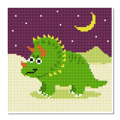 모모픽스 캔버스형 보석십자수 20 x 20 cm DB, 트리케라톱스(DB01), 1개