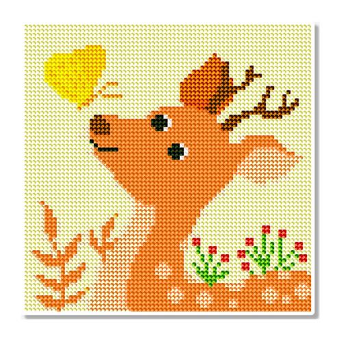 모모픽스 캔버스형 보석십자수 20 x 20 cm DB, 꽃밭의 사슴(DB14), 1개