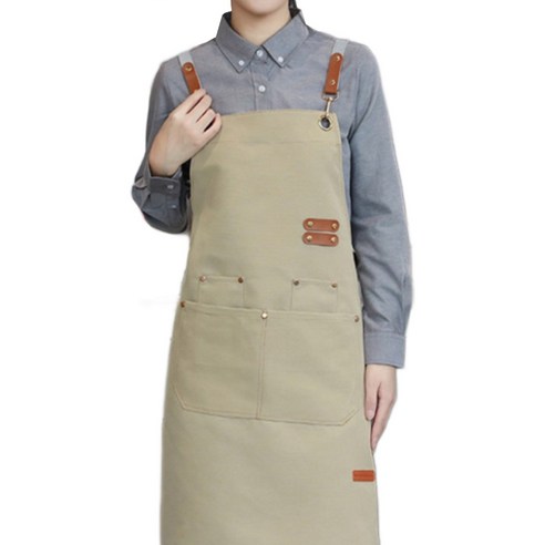 다퍼남 방수 캔버스 바리스타 앞치마, 베이지, 1개