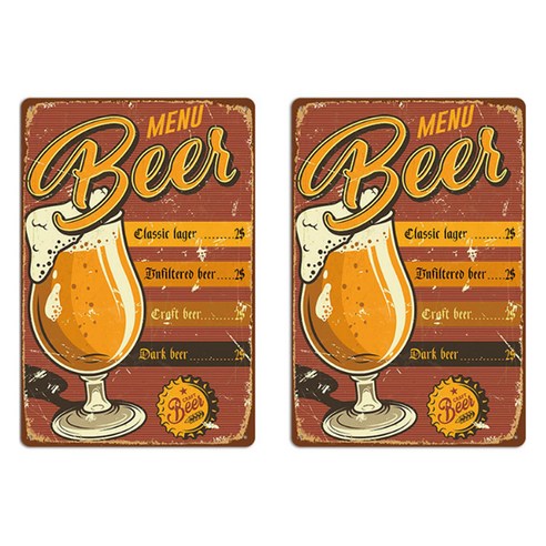 알로데 맥주 비어 인테리어 벽 장식 틴액자 2p, 3 맥주메뉴판