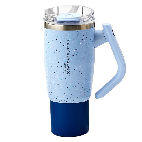 오슬로 리볼브 G 회전 핸들 텀블러, 도트블루, 950ml, 1개