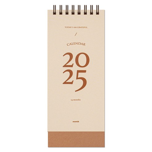 뮤니드 2025 미니 세로형 탁상 달력, 베이지, 1개