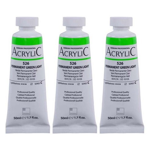 신한화구 전문가 아크릴컬러 Tube 퍼머넌트 그린 라이트 3p, 50ml, 1색