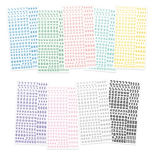 리코즈 이니셜 스티커팩 다꾸 폴꾸 스티커 9종 세트, 한글 블러, 1세트