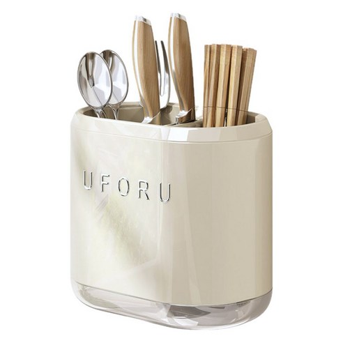 유포유 메종드모던 벽걸이 테이블 겸용 물빠짐 수저통, 크림, 1개