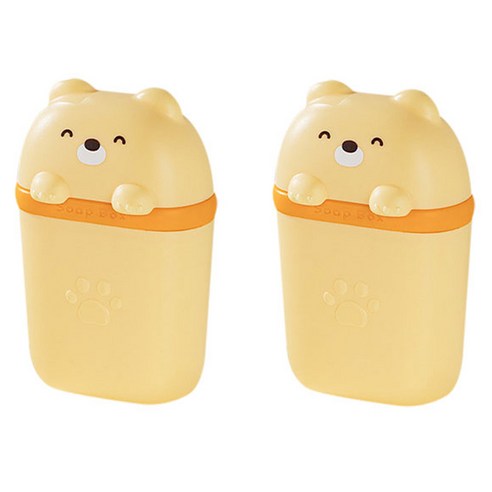 더자카 휴대용 곰돌이 비누케이스, 옐로, 2개
