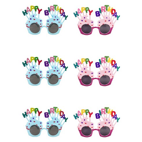 그래다다 해피벌스데이 파티안경 2종 x 3p 세트, 블루, 핑크, 1세트
